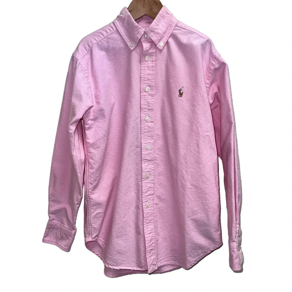 Ralph Lauren Boys Button Down Pink Oxford Long Sleeve Shirt